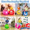 Hymaz 5 Pcs Hopper Ball Carnival Outdoors Jumping Hopping 18 Inch Bouncing Ball with Handle and Air Pump for Kids Sports School Ride Games Balance Exercise Fun view 4