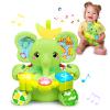Holaxander Baby Elephant Musical Stuffed Animals Toy with Light-Up Music & Crinkle Sound Paper,Infant Bilingual Early Learning Education Toys,Tummy Time Toys for 0-3-6-12+ Months Boy Girl, Green view 1