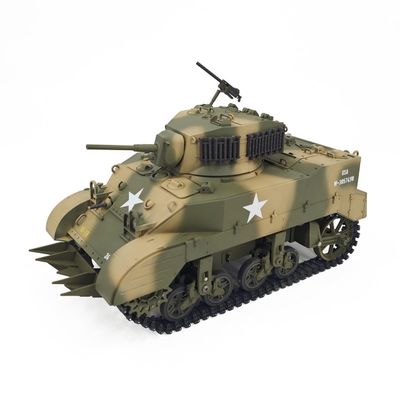 ConsoleXpress Remote Control Tank Model, 1/16 Scale 2.4G Two Batteries RC US M5A1 Stuart Light Tank Model with Smoke and Sound Effects