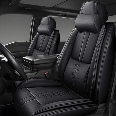 QUFEI Front Seat Covers for Jeep New Compass 2017,Leather Car Seat Covers,Soft Interior Accessories Seat Cushion Cover,Waterproof Automobile Seat Protectors for New Compass(Black,Deluxe)