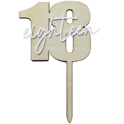 18th Wooden Birthday Cake Topper, Specially Designed Cake Topper for an Eighteenth Birthday,18 Cake Decorating