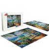 1000 Piece Adult Jigsaw Puzzle of Flower House by The Sea, Sea Scenery, Adult Colourful Flower Art, Home Decoration view 3