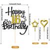 16th Birthday Cake Decoration, Heart Star Birthday Candle Glitter Cake Topper for Birthday Anniversary Theme Party Cake Bunting Decor Supplies view 2