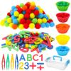 286Pcs Letters and Numbers Sensory Bin Filler Fine Motor Toys Counting Sorting 200 Felt Pompoms 76 Magnetic Letters Numbers 4 Tweezers 5 Silicone Plates 1 Storage Box for Counting Sorting DIY Crafts view 1