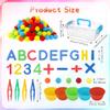 286Pcs Letters and Numbers Sensory Bin Filler Fine Motor Toys Counting Sorting 200 Felt Pompoms 76 Magnetic Letters Numbers 4 Tweezers 5 Silicone Plates 1 Storage Box for Counting Sorting DIY Crafts view 2