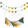 17 ft Pennant Banner Flags, Toddler Boy and Girl Room Decor Pennant, Nursery Garland Triangle Bunting Flag Baby Banner for Nursery Decor Baby Birthday Boho Wedding Shower Party (Yellow Brown, 2PCS) view 1