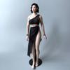 1/6 Scale Female Clothes, Elegant Black One-Shoulder Light & Flowing Gauze Dress Clothing for 12-inches TBL Female Action Figure Body, 1/6 Tulle Skirt Suit for Action Figure Doll Costume Outfit view 3