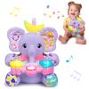 Holaxander Baby Elephant Musical Stuffed Animals Toy with Light-Up Music & Crinkle Sound Paper,Infant Bilingual Early Learning Education Toys,Tummy Time Toys for 0-3-6-12+ Months Boy Girl, Purple view 1
