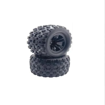1pc/2pcs Rubber Wheels/Tires/Tyres for MJX for Hyper Go 10208 1/10 RC Cars R/C Trucks(Black 2pcs)