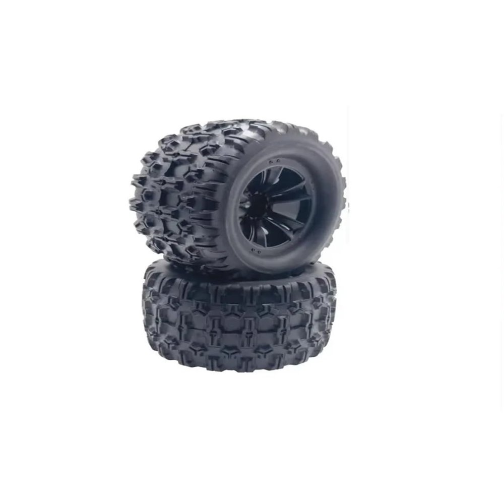 1pc/2pcs Rubber Wheels/Tires/Tyres for MJX for Hyper Go 10208 1/10 RC Cars R/C Trucks(Black 2pcs)