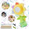 Flower Bubble Machine for Kids, Rechargeable Automatic Flower Bubble Toy with LED Lights & 10 Refill Solutions, Fun Swing Dance Bubble Maker Blower for Outdoor Summer Play (Yellow) view 1