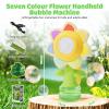 Flower Bubble Machine for Kids, Rechargeable Automatic Flower Bubble Toy with LED Lights & 10 Refill Solutions, Fun Swing Dance Bubble Maker Blower for Outdoor Summer Play (Yellow) view 2