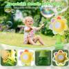 Flower Bubble Machine for Kids, Rechargeable Automatic Flower Bubble Toy with LED Lights & 10 Refill Solutions, Fun Swing Dance Bubble Maker Blower for Outdoor Summer Play (Yellow) view 3
