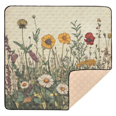 Kigai Wildflowers Baby Play Mat for Floor and Playpen 50x50 inch Non-Slip Baby Activity Playmat Waterproof Foldable Crawling Mat for Infants Toddlers