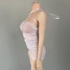 1/6 Scale Female Clothes, Ruffled Halter Crossover Dress for 12-inches Action Figure Body, 1/6 Female Doll Costume Tight-Fitting Skintight Thin Short Hip Skirt Dress Clothing (White) view 2