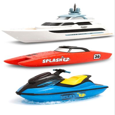 SplashEZ Bath Toy Boats for Toddlers, Mold Free Boat Bath Toys for Kids & Toddlers, No Hole for Water Floating Ships for Bathtub, Pool, Shower for Boys & Girls, 3-Pack: Jet Ski Yacht Catamaran