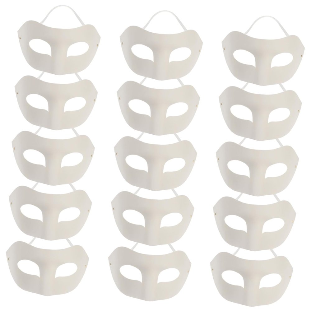 Abaodam 15pcs Paper Masks for Painting for Masquerade Halloween and Boys and Girls Art Projects Lightweight Blank Craft Masks for Creative Fun