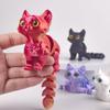 WUQIREN 3D Printed Cat,3D Printed Animals Fidget Toys Decor for Stress Relief,Desktop Decoration,Easter Basket Stuffers,Gift for Kids (Red) view 2
