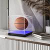 12'' Acrylic Display Case with RGB LED Lighted Base & Ball Holder, App & Controller, 16 Million Colors, Music Sync & Timer, Showcase Fullsize Basketball, Football, Mini Helmet, Collectibles view 3