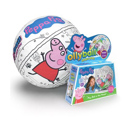 Ollyball Peppa Pig Official Toy of the Year Indoor Safe Kickball for Kids 12" Lightweight Playground Ball for Indoor & Outdoor Play Colorable Surface, Includes Inflation Straw Soft Soccer Ball
