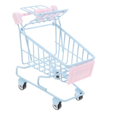 HONMEET Mini Shopping Cart Toy Desk Storage Miniature Supermarket Trolley Decor Desk Storage Toy