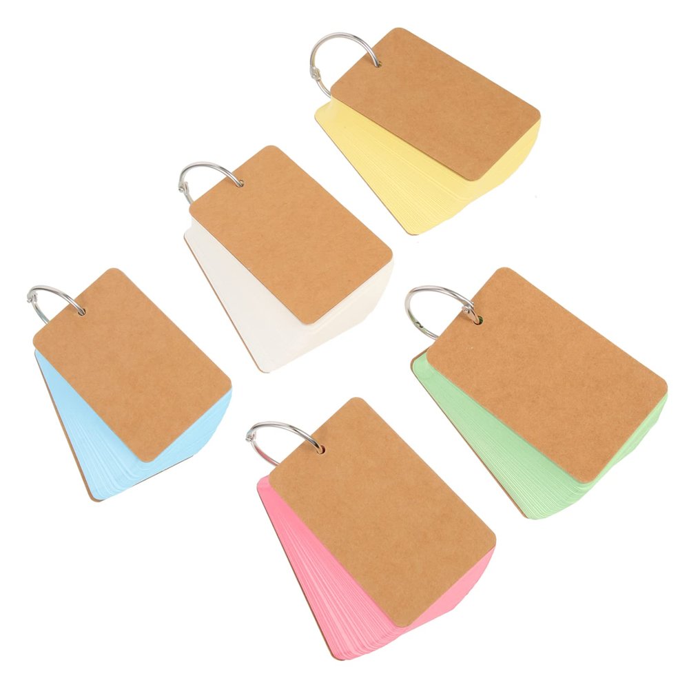 5Pcs Blank Flash Cards Binder Rings Portable Writing Memory Cards for Classroom DIY Learning and Study Activities for Teachers and Students
