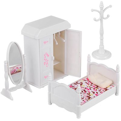 3.93 Inch Mini Bedroom Bed Cabinet Model - Miniature Dollhouse Furniture Set for Kids Assorted Color Perfect for Dollhouse Decor and Imaginative Play