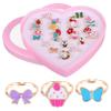 JOINPAYA 24pcs Girls Jewelry Collection Cartoon Rings Adjustable Ring Storage Box for Boys and Girls view 1