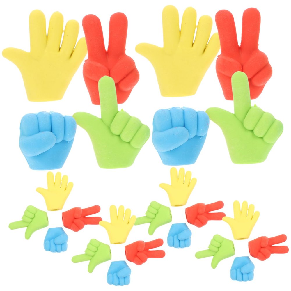Happyyami 24pcs Finger Shaped Erasers Cartoon Erasers for Boys and Girls Creative School Supplies Fun Decorative Stationery Great for Prizes and Classroom Rewards