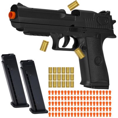Automatic Shell Ejecting Toy Gun with 100 Soft Bullets,Realistic Toy Gun Pistol,Christmas Birthday Gifts for Kids Adults Boys Age 8+(Black)