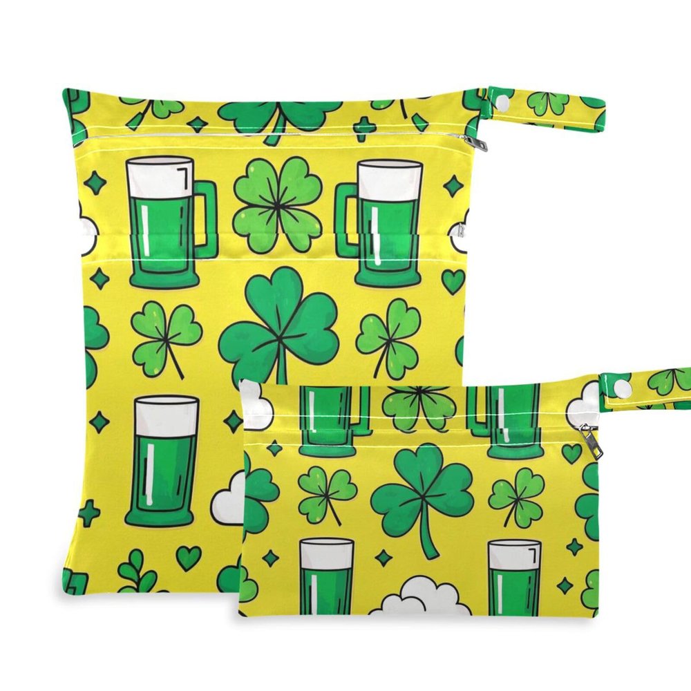 EtherSpher St. Patricks Day Beer Yellow Green mess-proof bag for traveling 2 Pack diaper bag essential items with handles for travel, pool