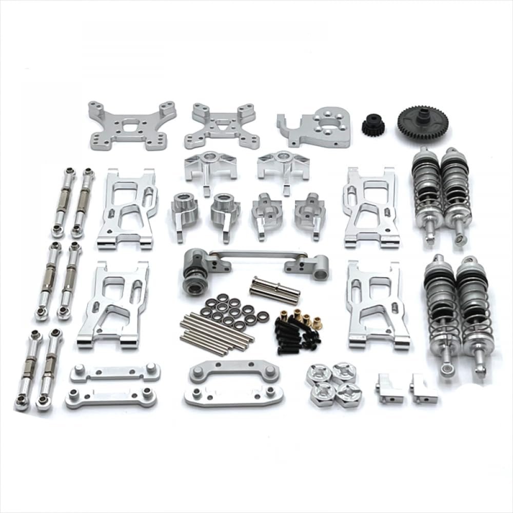 GFEJVDBI Compatible Upgrade Metal Parts Compatible with 124007 124017 124019 144001 144002 144010 RIaarIo XDKJ-001 XDKJ-006 AM-X12 RC Cars(Silver)