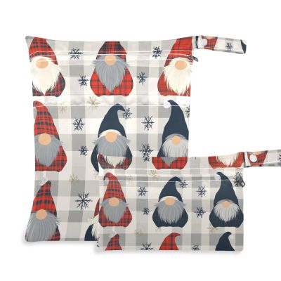 EtherSpher Colorful Gnomes Buffalo Plaid Snowflakes Christmas waterproof wet swimsuit bag 2 Pack diaper bag essential items with handles for pool, baby diapers