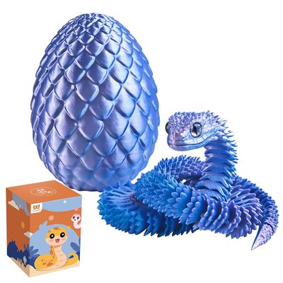 WUQIREN 24 inch Snake Fidget Toy, 3D Printed Snake with Egg, Realistic Slithering Design, Stress Relief Desk Decor, Easter Egg for Kids & Adults (Blue-Purple)