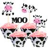 12 Pcs Glitter Cow Cupcake Toppers  Farm Animal Moo Cupcake Picks for Cow Theme Baby Shower, Gender Reveal, Kids Birthday Party Cake Decorations view 1