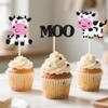 12 Pcs Glitter Cow Cupcake Toppers  Farm Animal Moo Cupcake Picks for Cow Theme Baby Shower, Gender Reveal, Kids Birthday Party Cake Decorations view 4