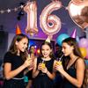 16th Birthday Decorations For Girls, 16 Year Olds Happy Birthday Banners Party Decor Foil Fringe Curtains Heart Star Confetti Balloons, 16th Rose Gold Party Supplies for Girls Women Her view 3