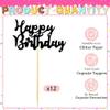 12 Pcs Happy Birthday Cupcake Toppers, Black Glitter Cupcake Decorations for Adult or Children Birthday Party Decorations view 3
