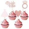 12 Pcs Bride to Be Cupcake Toppers Glitter Wedding Dress, Diamond Ring, Love Heart Picks for Bridal Shower, Wedding, or Engagement Theme Party Decorations view 1