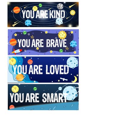 11x4 Inch Motivational Quote Wall Art Signs Sticker You Are Kind Brave,Smart,Loved for Bedroom Playroom Classroom Living Room Decoration,8 Pcs