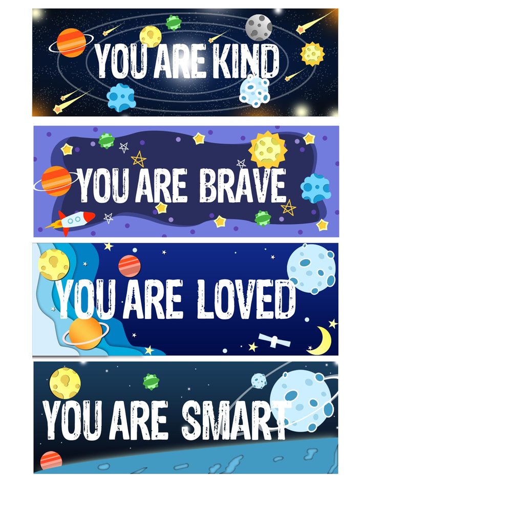 11x4 Inch Motivational Quote Wall Art Signs Sticker You Are Kind Brave,Smart,Loved for Bedroom Playroom Classroom Living Room Decoration,8 Pcs