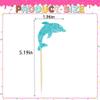 12 PCS Glitter Blue Dolphin Cupcake Toppers, Ocean Theme Cake Decor for Dolphin Themed Birthday Parties or Baby Showers view 2
