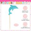 12 PCS Glitter Blue Dolphin Cupcake Toppers, Ocean Theme Cake Decor for Dolphin Themed Birthday Parties or Baby Showers view 3