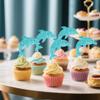 12 PCS Glitter Blue Dolphin Cupcake Toppers, Ocean Theme Cake Decor for Dolphin Themed Birthday Parties or Baby Showers view 4
