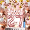 27th Birthday Decorations For Women, 27 Year Olds Happy Birthday Banners Party Decor Balloon Foil Fringe Curtains Heart Star Confetti Balloons, 27th Rose Gold Party Supplies for Girls Women Her view 1