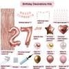27th Birthday Decorations For Women, 27 Year Olds Happy Birthday Banners Party Decor Balloon Foil Fringe Curtains Heart Star Confetti Balloons, 27th Rose Gold Party Supplies for Girls Women Her view 2