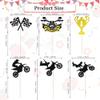 12 Pcs Motorcycle Cupcake Toppers - Glitter Motocross Dirt Bike Picks for Sports Theme Man & Boy Birthday Party Decorations view 2