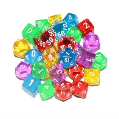 105/70/49/35/21/7Pcs Dice Set with Pouch D4-D20 Transparent Polyhedral Effect for Role Playing Table Board Games(7x7 49Pcs)