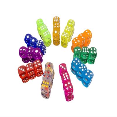 100 Pcs/Set Small 12mm / 0.47in 11 Color Acrylic Transparent Dice Hexahedron Rounded Corner Entertainment(Full Color)