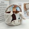 10 Inches Cow Easter Basket Highland Cow Plush Easter Baskets for Kids Egg Hunting Buckets Gift Bags for Boys Spring Decorations (White) view 1